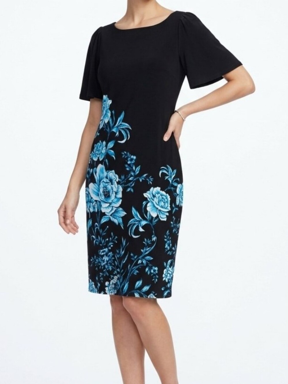 NWT White House Black Market Womens Floral Chemise Dress River Shell Stretch M